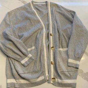 Garage Gray Cardigan Sweater with White Accents